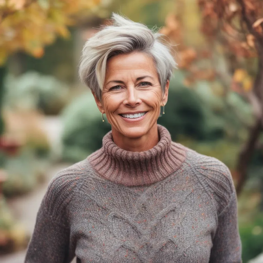 a person smiling outside