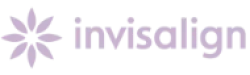 Invisalign logo in soft purple with stylized starburst icon and lowercase text.