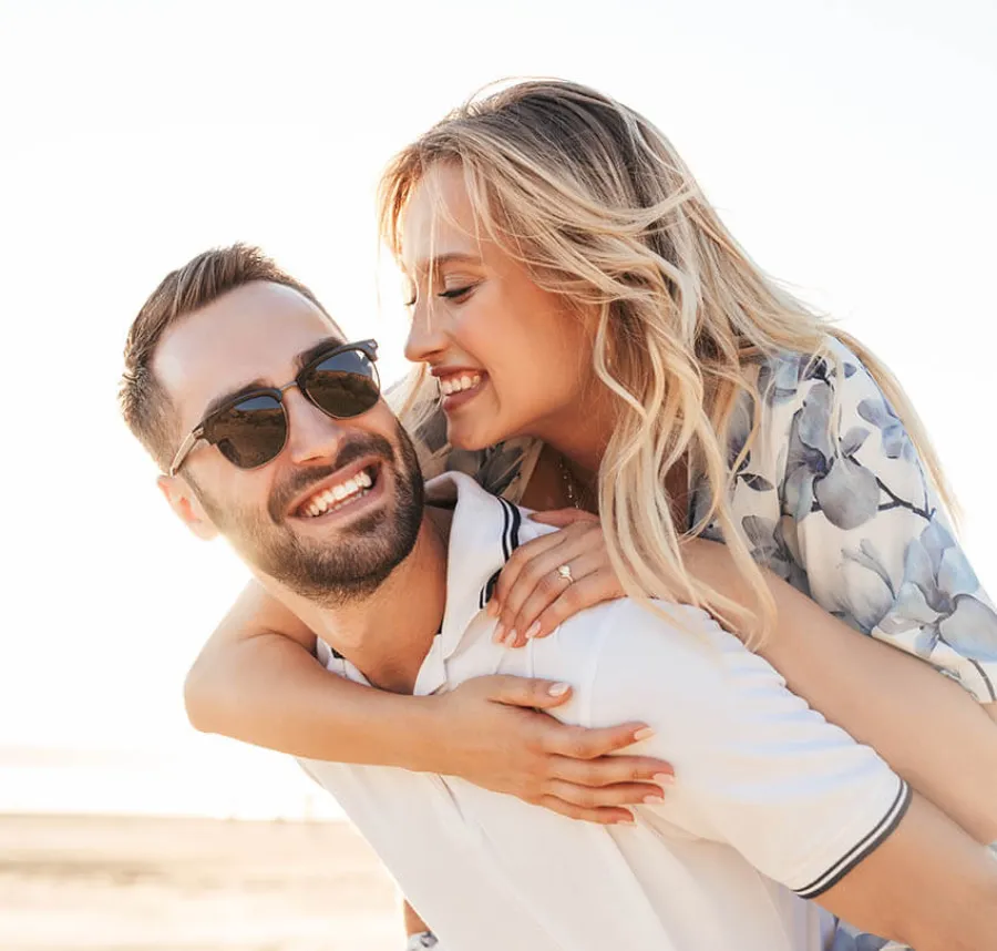 a man and woman hugging